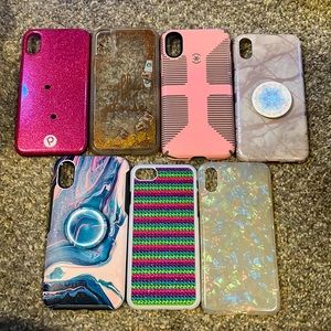 Various iPhone X cases and iPhone 7 case